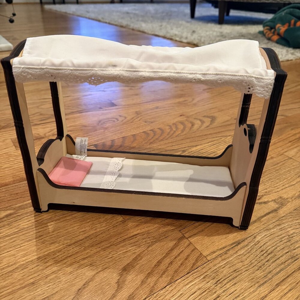 KIDKRAFT DOLL SIZED WOOD LACE CANOPY BED